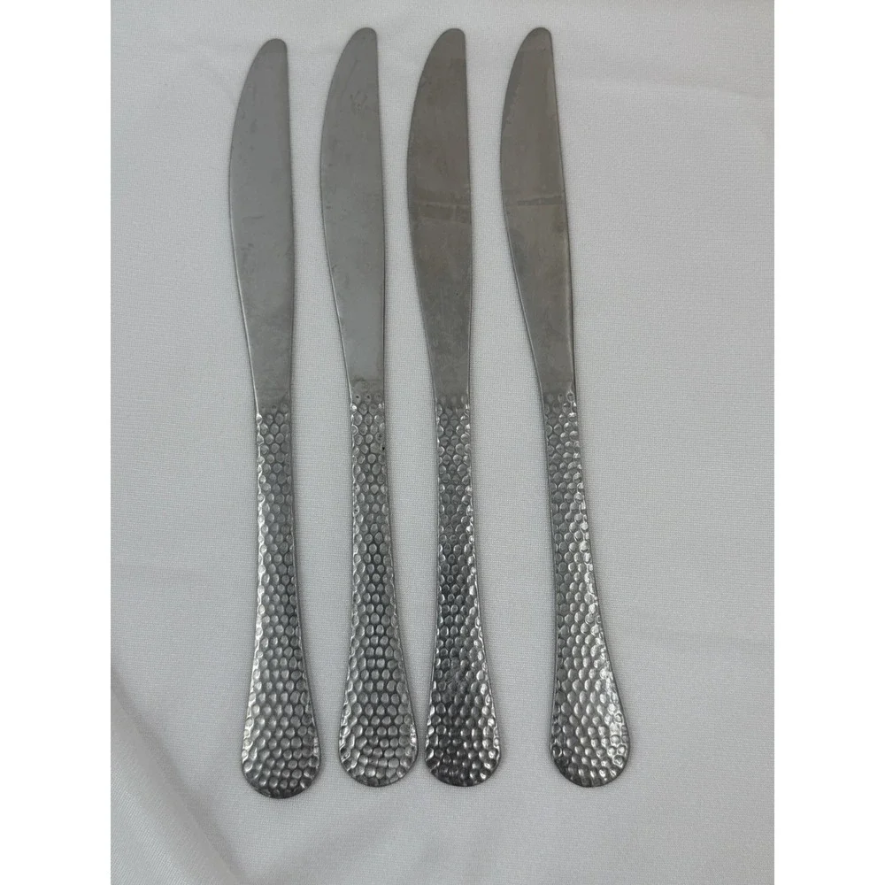 Farberware Pebble Beach Hammered Stainless Dinner Knives Set of 4 HTF Retired